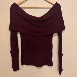 We The Free Off-Shoulder Burgundy Sweater, Size S